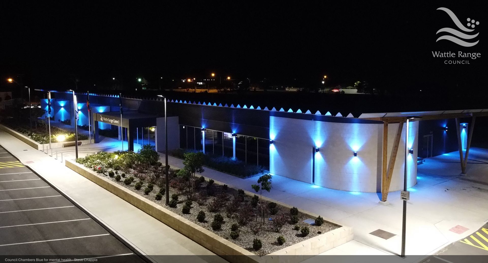 Council Chambers Blue for mental health - Steve Chapple