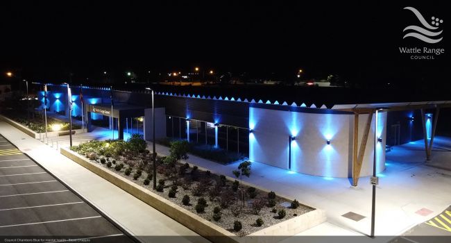 Council Chambers Blue for mental health - Steve Chapple